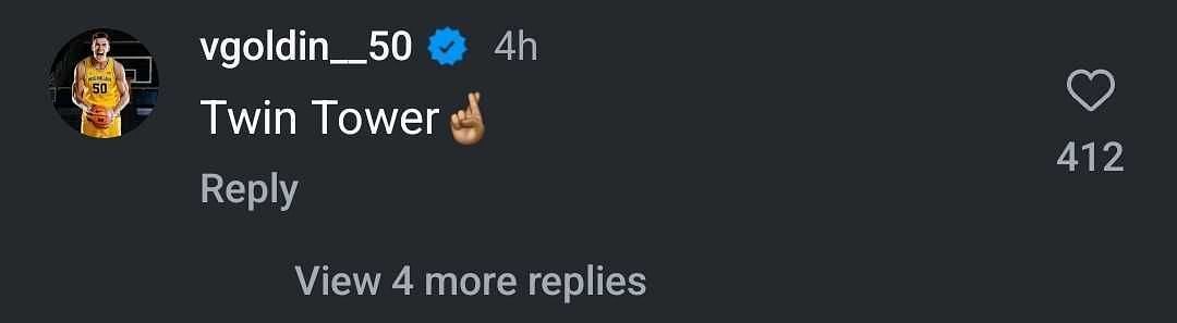 Player reacts to social media post involving Danny Wolf. (Instagram)